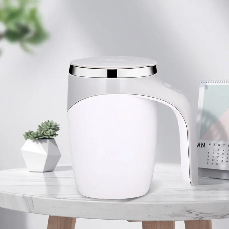 Electric Stainless Steel Rotating Stirring Cup Coffee Mug - Rechargeable