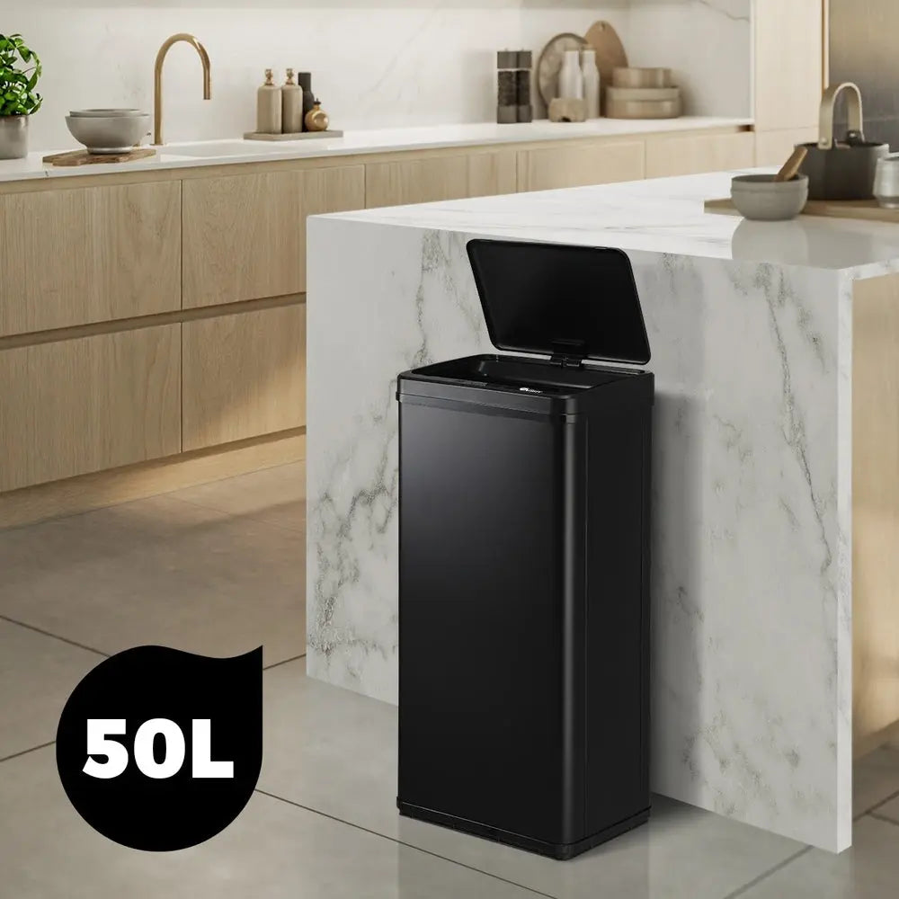 Black 50L Automatic Motion Sensor Rubbish Trash Bin