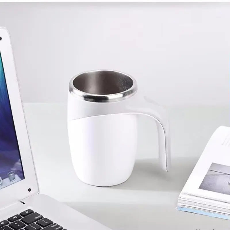 Electric Stainless Steel Rotating Stirring Cup Coffee Mug - Rechargeable
