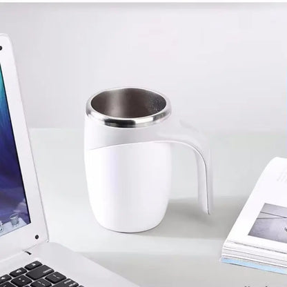 Electric Stainless Steel Rotating Stirring Cup Coffee Mug - Rechargeable