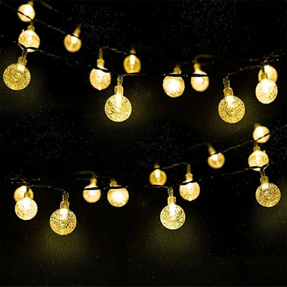 LED Solar Crystal Globe String Lights