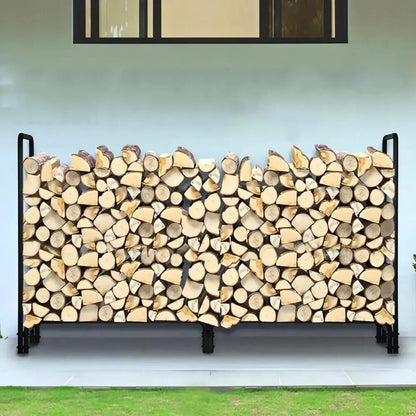 8ft Metal Firewood Rack Adjustable Outdoor Wood Stacker