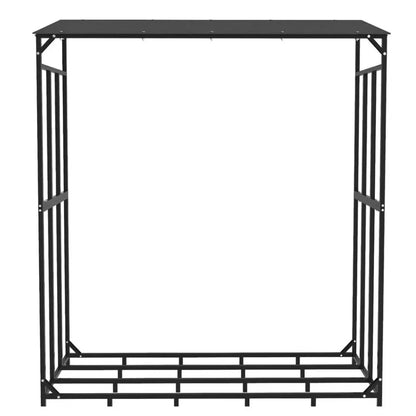 Heavy Duty Outdoor Firewood Storage Metal Log Rack with Top Cover