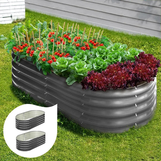 Set of 2 Galvanized Raised Garden Beds