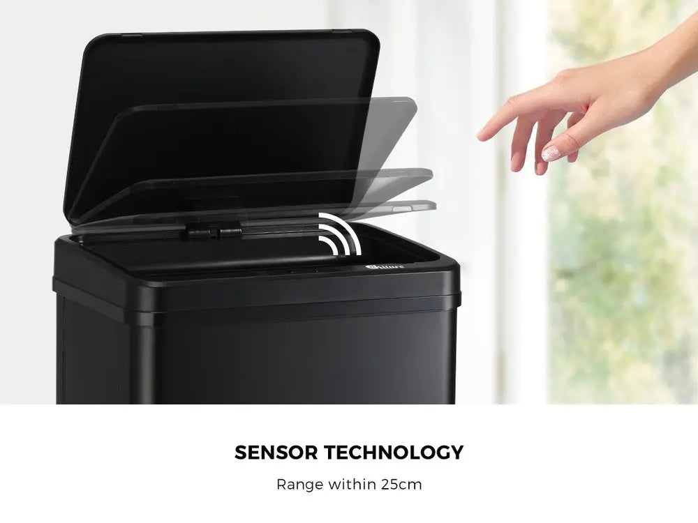 Black 50L Automatic Motion Sensor Rubbish Trash Bin