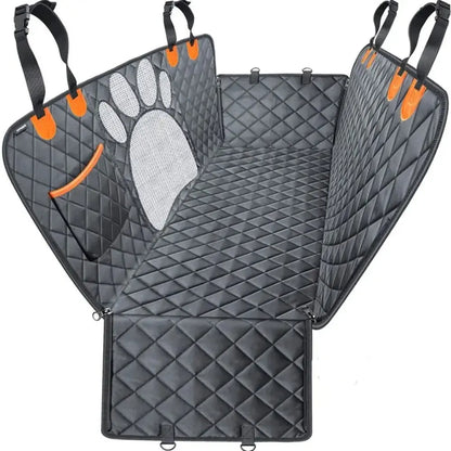 Universal Pet Seat Cover for Car Rear Seat with Visual Mesh Window and Side Zipper